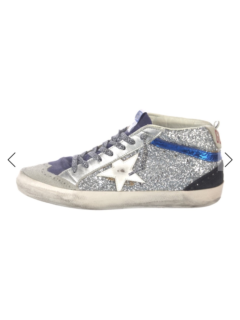 Golden Glitter Midstar Sneakers - Silver & Black Size 40